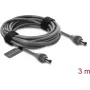 Delock 91824 Cabo de alimentação DC 5,5 x 2,1 mm para DC 5,5 x 2,1 mm para Starlink Mini, 3 m, cinzento
