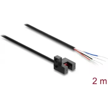 Delock Barreira de luz em garfo 5 mm Tipo R com 4 extremidades de cabo abertas PNP comutável claro/escuro 2 m