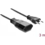 Delock Cabo de extensão Europlug CEE 7/16 ficha para conector fêmea 2 x 0,75 mm², 3 m, preto