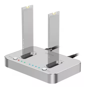 LogiLink Docking station USB 3.2 Gen2, 2 baías, para SSD M.2 NVMe, função de clonagem