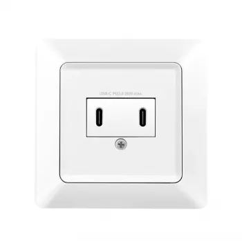 LogiLink Tomada de parede com carregador USB-C de 2 portas, 25W PD