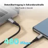 LogiLink Cabo USB 2.0 Type-C, C/M para C/M, 480 Mbps, 240W, nylon, metal, preto/prateado, 2 m