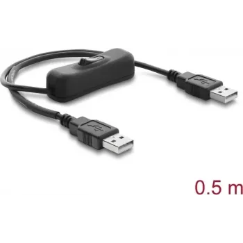 Delock Cabo de alimentação USB Type-A macho para macho com interruptor 0,5 m