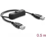 Delock Cabo de alimentação USB Type-A macho para macho com interruptor 0,5 m