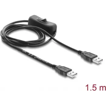 Delock Cabo de alimentação USB Type-A macho para macho com interruptor 1,5 m