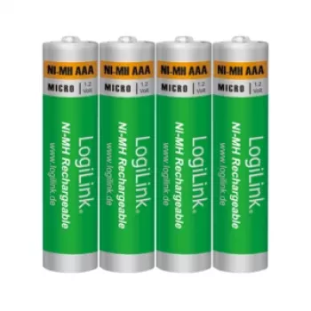 LogiLink LR03RB4 Pilhas AAA NiMH recarregáveis, blister de 4, 800 mAh, 1,2 V, pré-carregadas, baixa autodescarga