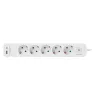Régua de tomadas LogiLink LPS280U, 5 tomadas AC, 2 portas USB (USB-A e USB-C), 17W, branco
