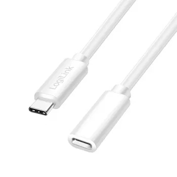 Cabo de extensão LogiLink USB 2.0 Type-C, C/M para C/F, 480 Mbps, 60W, branco, 3 m