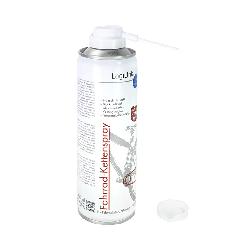 Spray de manutenção de corrente LogiLink RP0024 para bicicletas com PTFE e MoS2, 300 ml