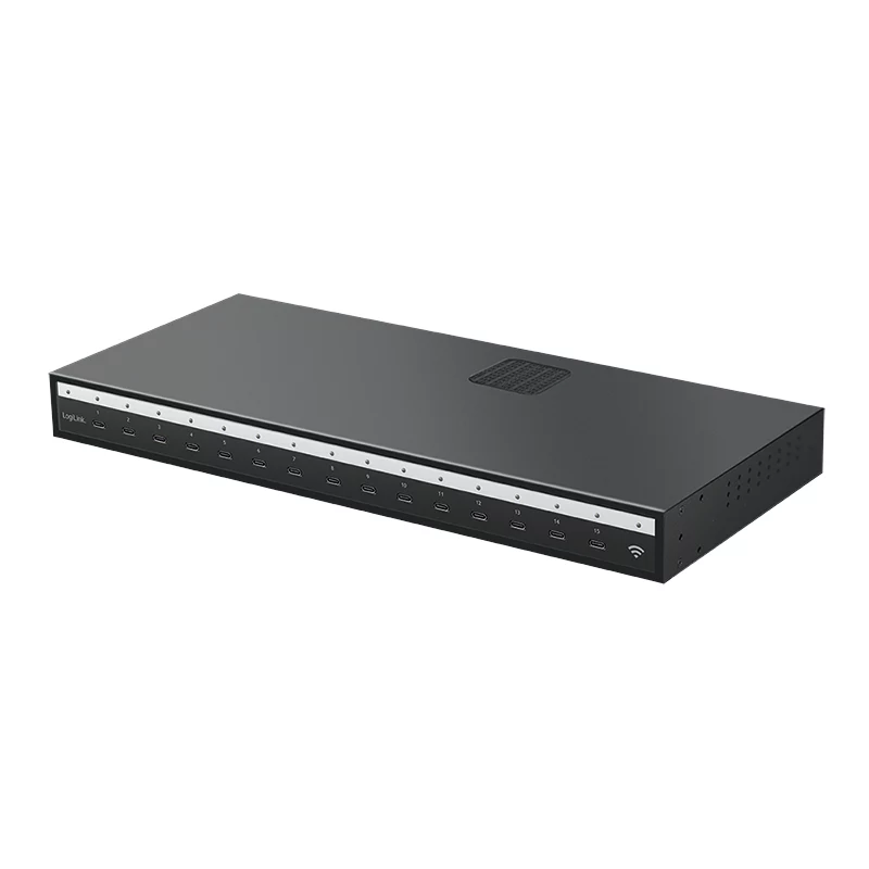 Carregador múltiplo LogiLink USB-C (IPSS), 15 portas, PD, Smart, preto