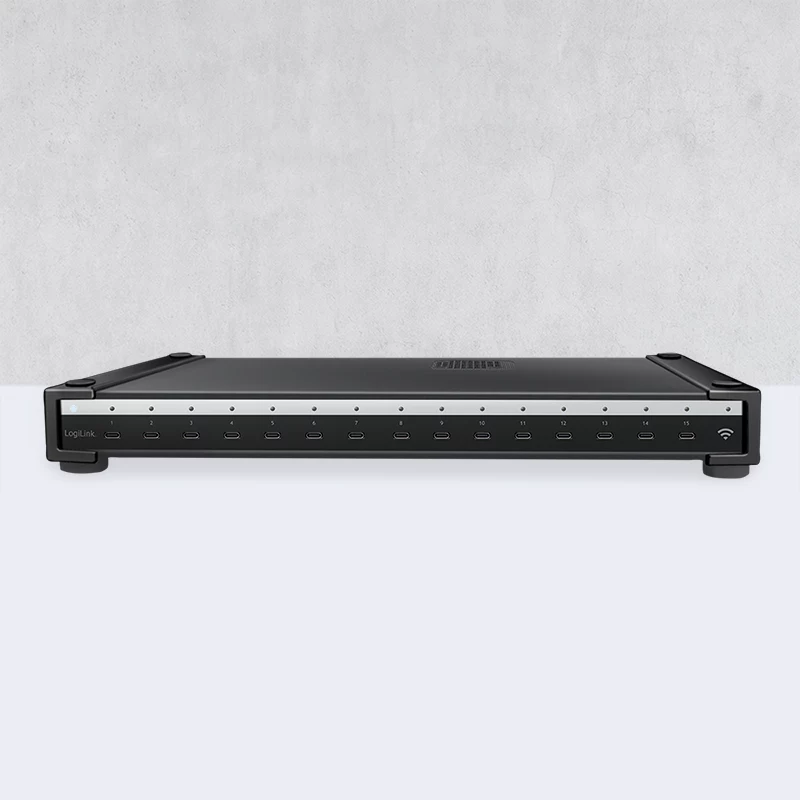 Carregador múltiplo LogiLink USB-C (IPSS), 15 portas, PD, Smart, preto
