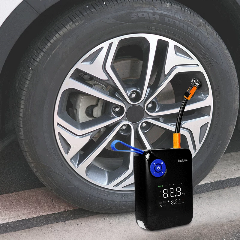 Powerbank LogiLink PA0358 4-em-1 para arranque de carro com compressor de ar, 7200 mAh, corrente de arranque 200A, lanterna LED