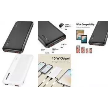 Powerbank LogiLink PA0372W 10000 mAh branco - 20W PD e QC 3.0, USB-A duplo e USB-C