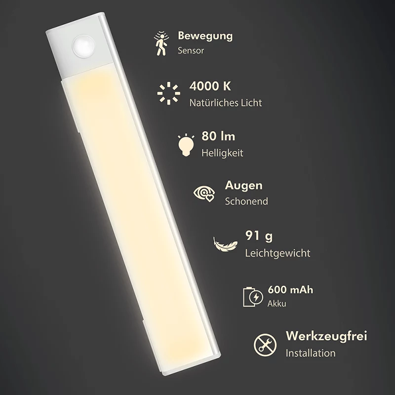 LogiLink luz LED para móvel, ultrafina, sensor PIR, 200mm, 80lm