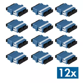 Adaptador de fibra ótica LogiLink SC Duplex, 12 unid., com flange, azul