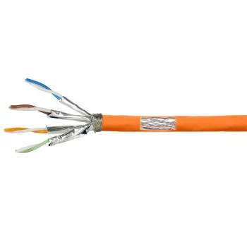 Cabo de instalação LogiLink Cat.7 600 MHz 23 AWG CCA, S/FTP 10 m, laranja