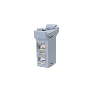Adaptador de montagem em calha DIN LogiLink com 2 acopladores inline Cat.6A blindados, 10G, PoE++ (MP0079)