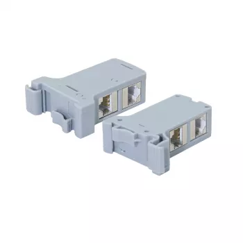 Adaptador de montagem em calha DIN LogiLink com 2 acopladores inline Cat.6A blindados, 10G, PoE++ (MP0079)