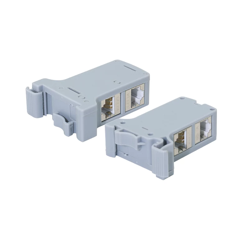 Adaptador de montagem em calha DIN LogiLink com 2 acopladores inline Cat.6A blindados, 10G, PoE++ (MP0079)