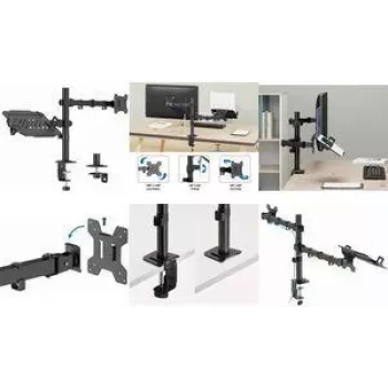 Suporte de secretária LogiLink BP0220 para monitor e portátil, 17-32 polegadas, monitor 10kg, portátil 9kg, preto