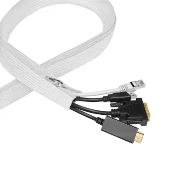 LogiLink manga de cabos com fecho de correr, poliéster, 50 mm de diâmetro, branco, 2 m