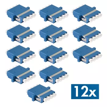 LogiLink adaptador de fibra ótica LC Quad, pack de 12, azul, montagem em flange, monomodo