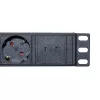 LogiLink PDU8C06 PDU 19 polegadas 1U 8 tomadas Schuko com proteção contra sobretensão, 2x USB-C, proteção contra sobrecarga, cabo de 2m, preto/prateado