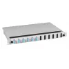 EFB Elektronik caixa de fusão de fibra ótica para montagem em rack 19 polegadas 1U SC/SC 50/125µm multimodo, 24 pigtails, 12 adaptadores duplex, gaveta, cinzento claro