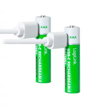 LogiLink LR03RCB2 pilhas AAA Li-Ion recarregáveis por USB-C, 1,5V, pack de 2