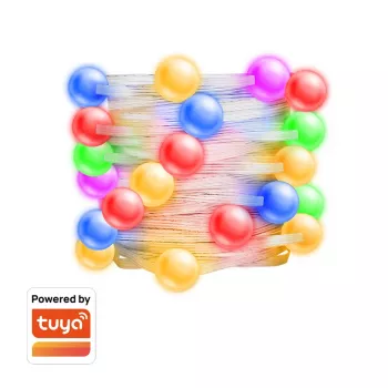 LogiLink WiFi Smart Globe Fairy String Light, 3m, compatível com Tuya, RGB + branco quente, IP44, 20 LEDs