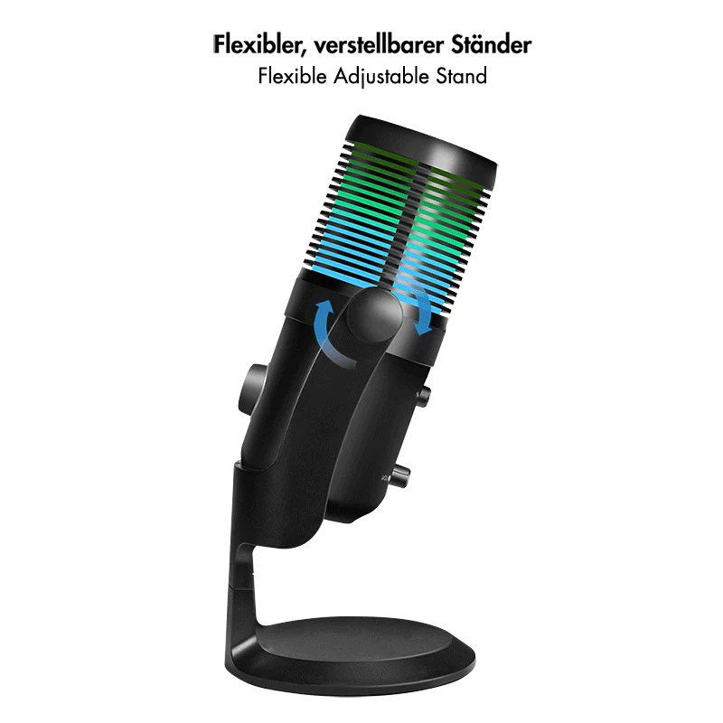 LogiLink microfone condensador USB com luz RGB, padrão cardióide, 20 Hz - 20 kHz, preto (HS0059)