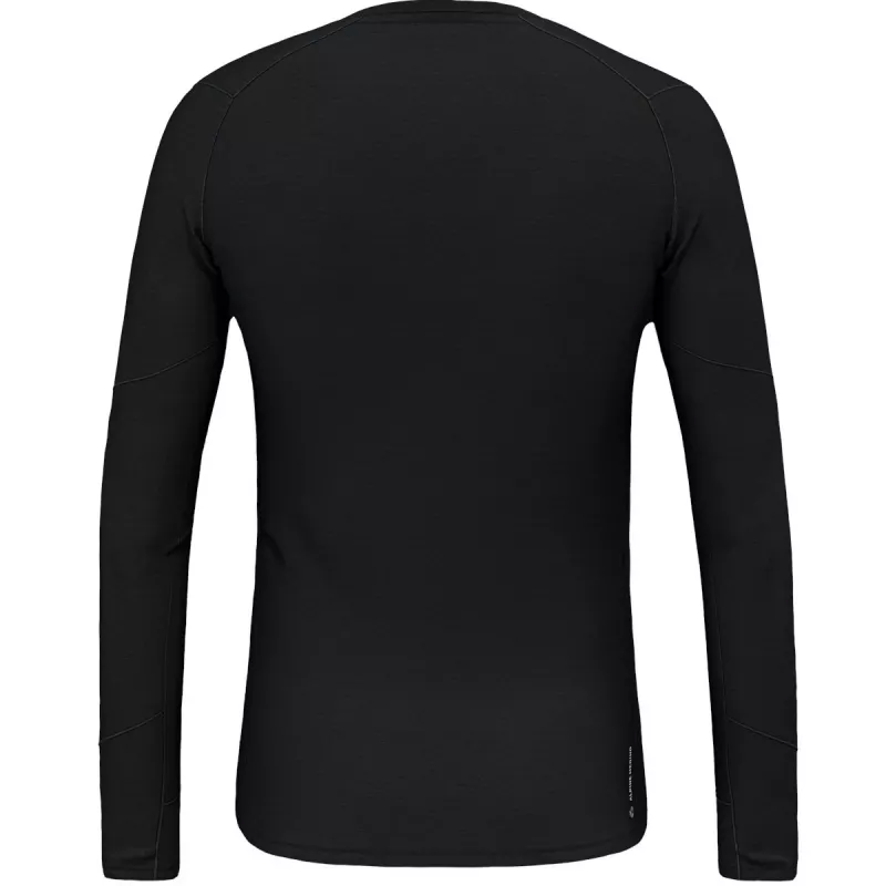 Salewa Cristallo Warm Amr L/S Tee Camada base de merino alpino para homem - Black Out