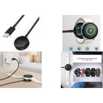 Cabo de carregamento por indução sem fios LogiLink PA0381 para Samsung Galaxy Watch, preto, 1 m