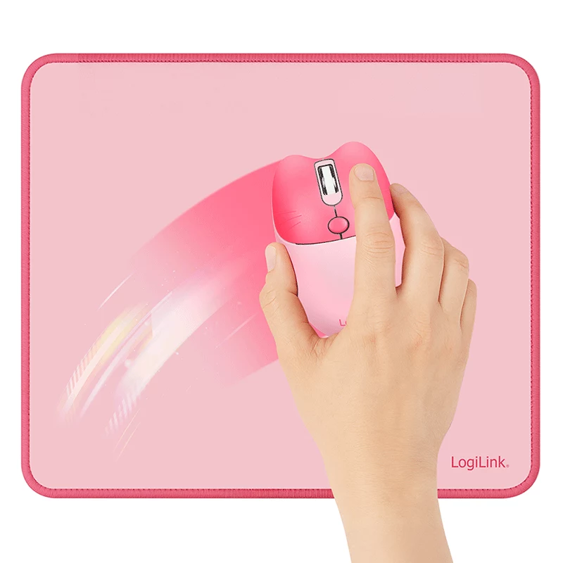 Tapete de rato LogiLink 220 x 250 mm rosa - superfície têxtil, base de borracha antiderrapante