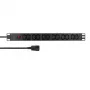 PDU de rack LogiLink 19 polegadas 1U com 12 tomadas IEC C13, 10A, com proteção contra sobrecarga