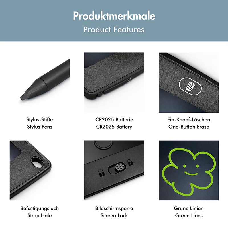 Tablet de escrita LCD LogiLink 8,5 polegadas preto com ímanes