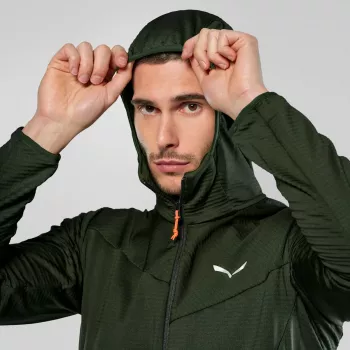 Casaco de fleece com capuz Salewa Puez Altavia PL HD homem - verde-escuro, tamanho M