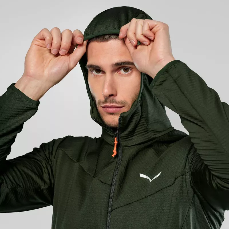 Casaco de fleece com capuz Salewa Puez Altavia PL HD homem - verde-escuro, tamanho M