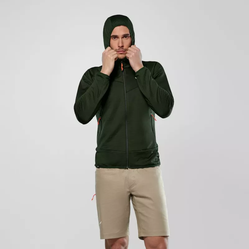 Casaco de fleece com capuz Salewa Puez Altavia PL HD homem - verde-escuro, tamanho M