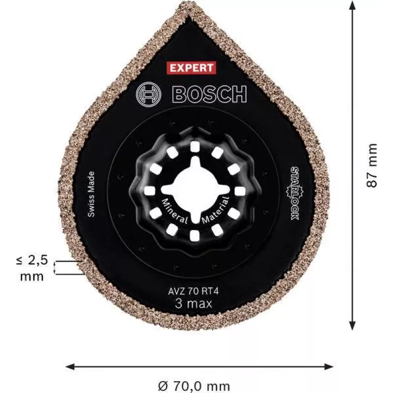 Lâmina de serra segmentada Bosch Expert Carbide-RIFF Starlock 85 mm RT3 grossa para remover argamassa de juntas