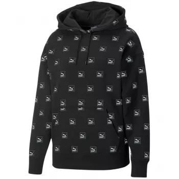 Sweatshirt com capuz PUMA Brand Love AOP FL preto 535706 01 homem corte relaxado estampado total