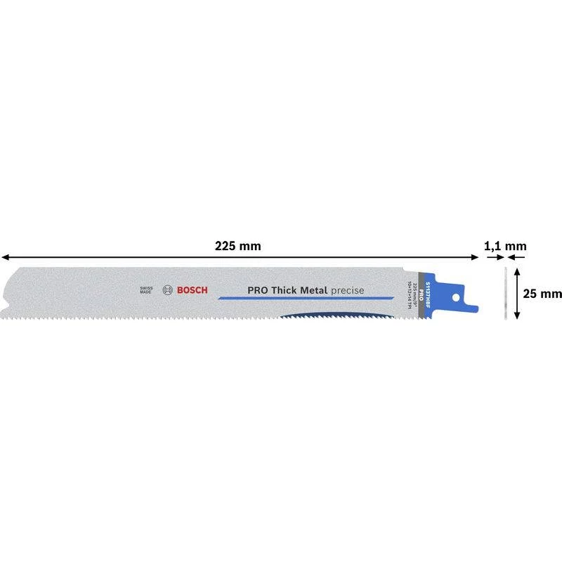 Bosch 2608658999 Expert Progressor for Metal S 1137 HBF lâminas de serra sabre, 225 mm, 1,1 mm, pack de 25