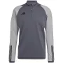 Sweatshirt de treino adidas Tiro 23 Competition homem Team Grey Four corte slim fecho de correr de quarto manga comprida AEROREADY poliéster reciclado HU1316