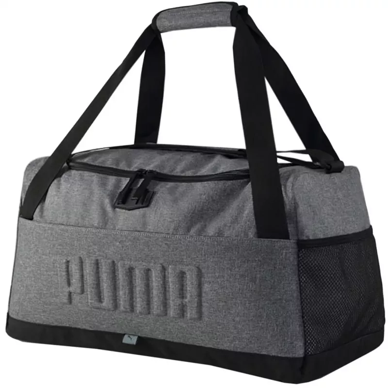 Mala de viagem PUMA S Sports S 35L cinzenta com compartimento de sapatos ventilado