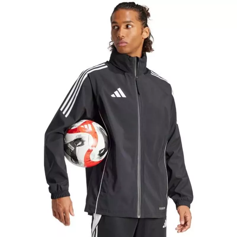 Casaco de chuva de futebol adidas Tiro 24 Rain homem preto/branco XL