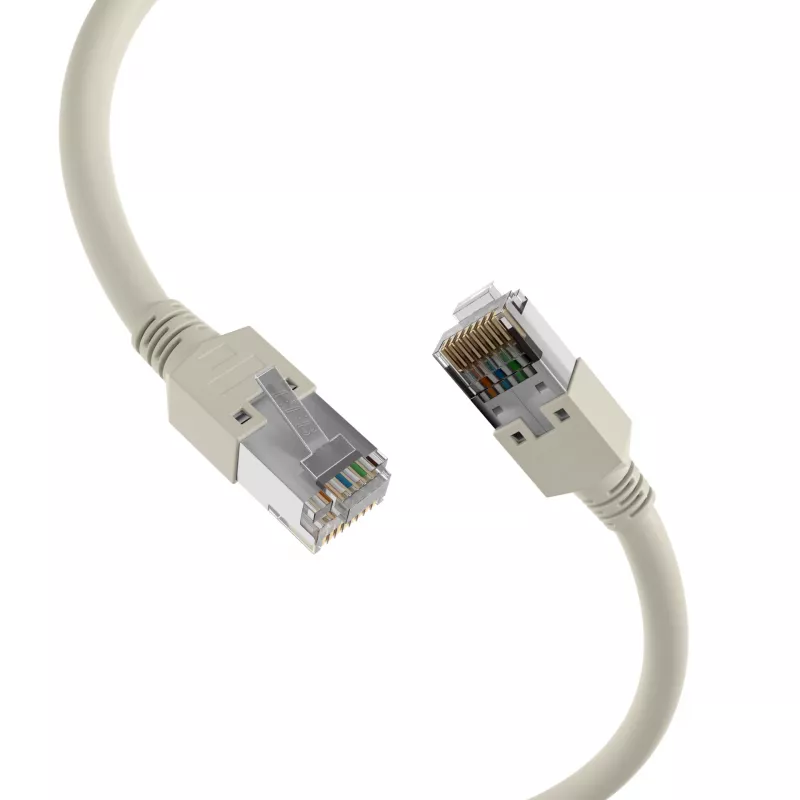 EFB Elektronik K8452.50 Cabo de Patch RJ45 Cat.5e F/UTP LSZH, Draka UC300 TM11, 4x2 x AWG26/7, contactos dourados, 50 m, cinzento