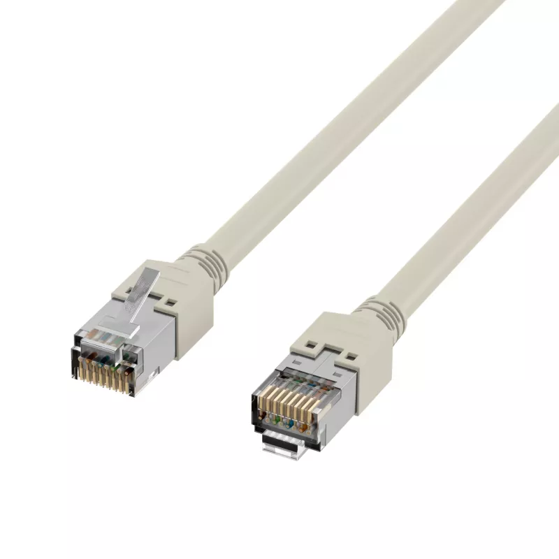 EFB Elektronik K8452.50 Cabo de Patch RJ45 Cat.5e F/UTP LSZH, Draka UC300 TM11, 4x2 x AWG26/7, contactos dourados, 50 m, cinzento