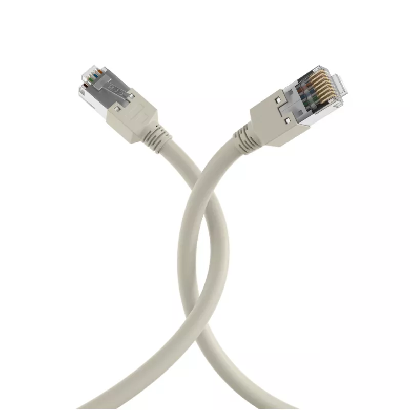 EFB Elektronik K8452.50 Cabo de Patch RJ45 Cat.5e F/UTP LSZH, Draka UC300 TM11, 4x2 x AWG26/7, contactos dourados, 50 m, cinzento