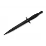 HT INSTRUMENTS H&T Commando Faca de Punhal 02HY002 - Lâmina Fixa de Aço Inoxidável 420, Revestimento Preto, Bainha de Couro