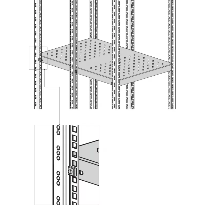 EFB Elektronik Prateleira Fixa de Carga Pesada 6U Montagem Lateral 200 kg Cinzento Claro RAL 7035